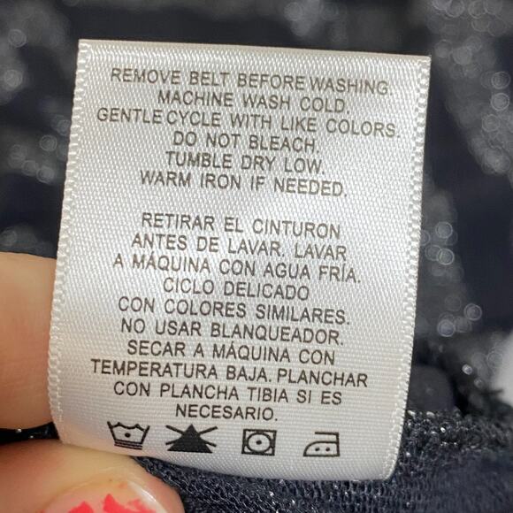 VTG Bongo Womens Y2K Striped Sweater Dress Size L Off Shoulder Belted Grunge - Picture 7 of 10